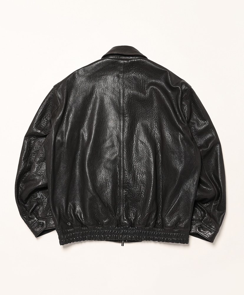 Leather Zip Up Blouson - Sheep Shrink Leather Black/ブラック L(MEN)