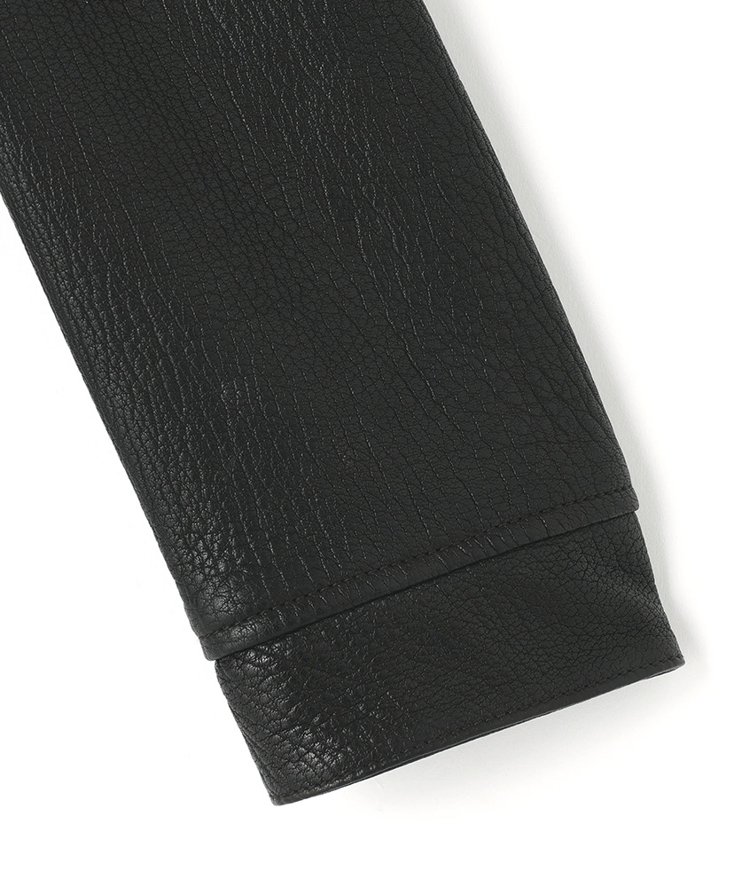 Leather Zip Up Blouson ‐Sheep Shrink leathe‐ BLACK/ブラック L(MEN)