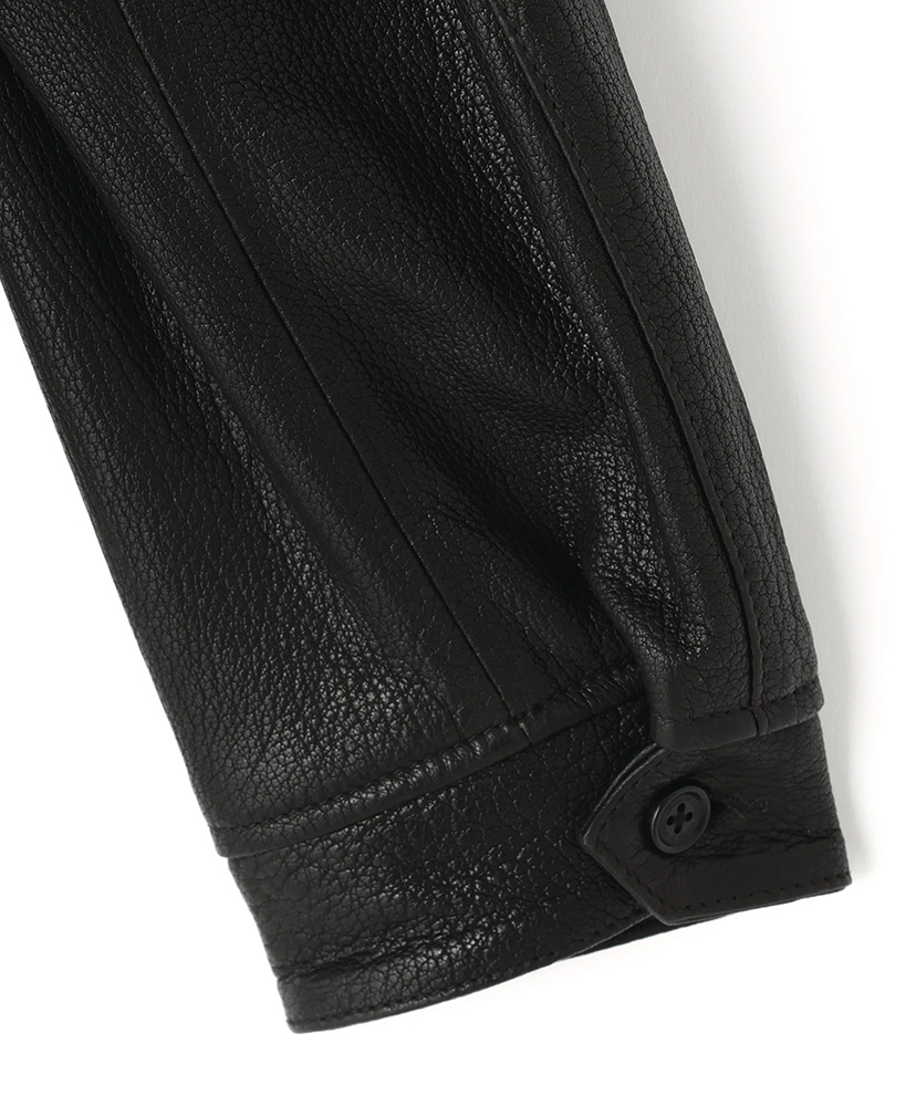 Leather Zip Up Blouson ‐Sheep Shrink leathe‐ BLACK/ブラック L(MEN)