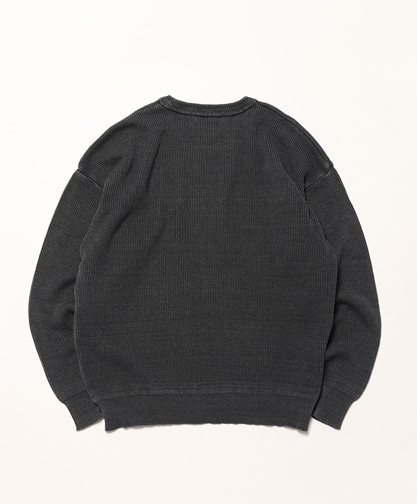 Crew Neck Indigo Knit Sweater - Wash Black/ブラック M(MEN)