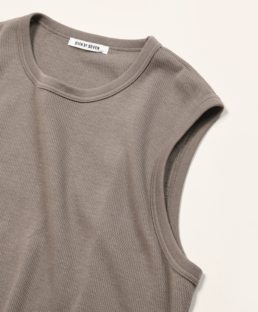 Wrap Around Sleeveless Thermal Tee - Product Dyed Greige/グレージュ L(MEN)
