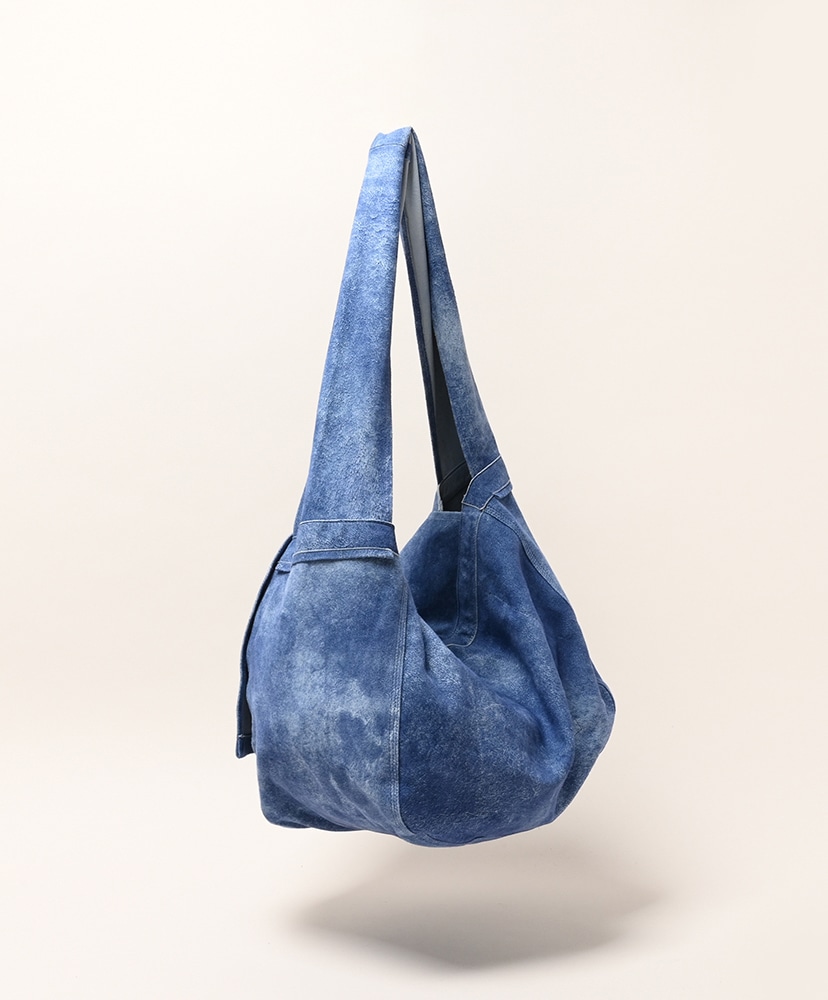 Leather Shoulder Bag  - Goat Suede Antique Finish - Light Indigo/ライトインディゴ FREE