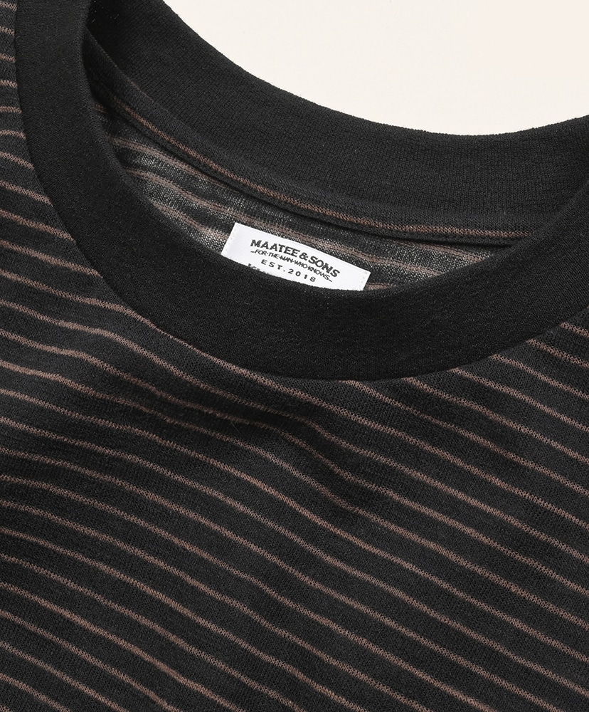 L/S BORDER TEE SLUB Black Brown/ブラックブラウン 1(MEN)