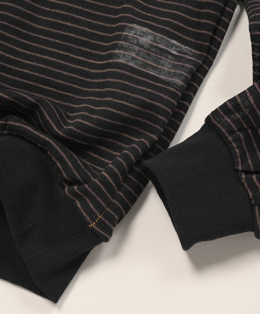 L/S BORDER TEE SLUB Black Brown/ブラックブラウン 1(MEN)
