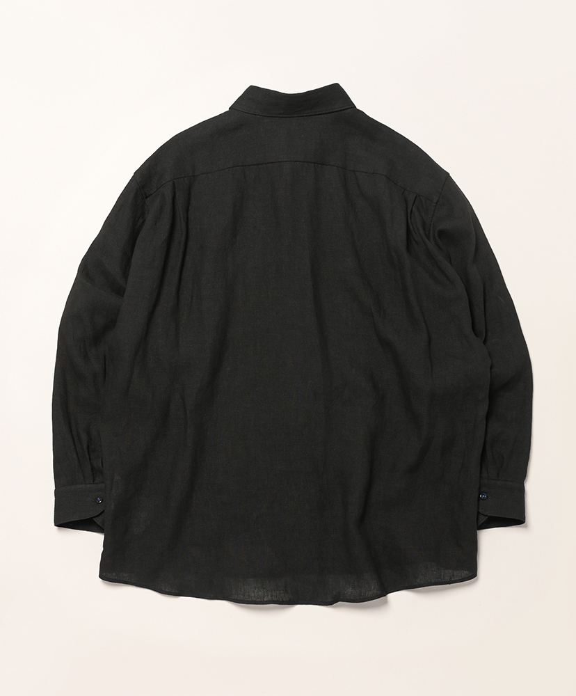 French Linen Wide Silhouette Collar Shirt Black/ブラック 48(MEN)