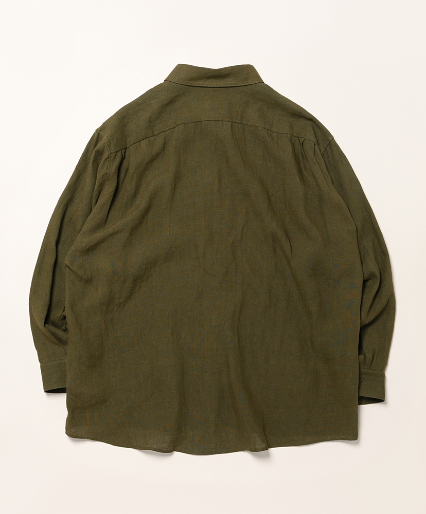 French Linen Wide Silhouette Collar Shirt Khaki Green/カーキグリーン 50(MEN)