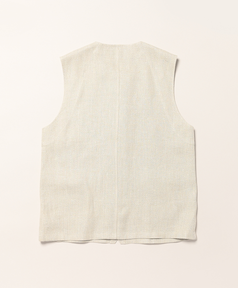 Tweed Linen Work Waist Coat Ivory/アイボリー 48(MEN)