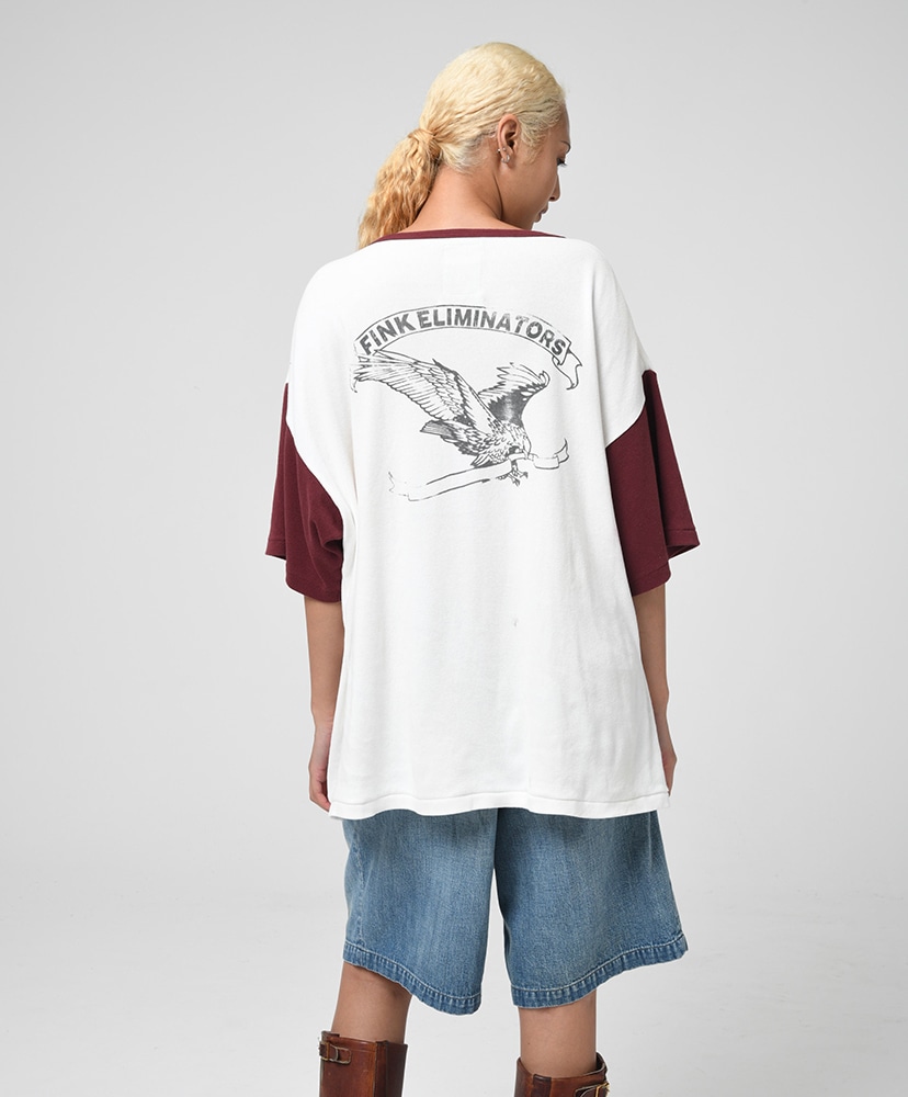 Fink Eliminators Ribbes SS CS Aged White×Burgundy/ホワイト×バーガンディ L(MEN)