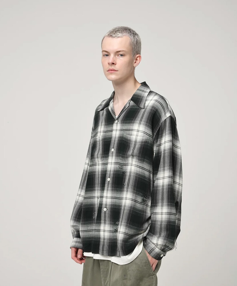 Remade Rayon Plaid Shirt Aged D.Green×White/ダークグリーン×ホワイト L(MEN)