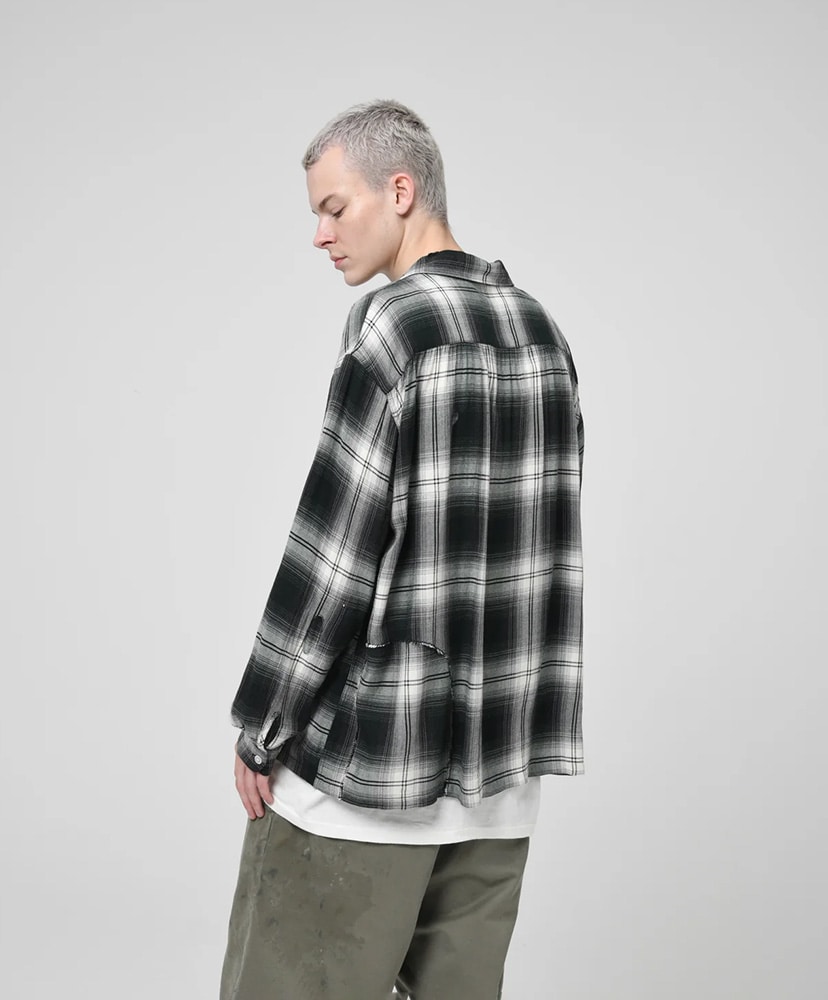 Remade Rayon Plaid Shirt Aged D.Green×White/ダークグリーン×ホワイト L(MEN)