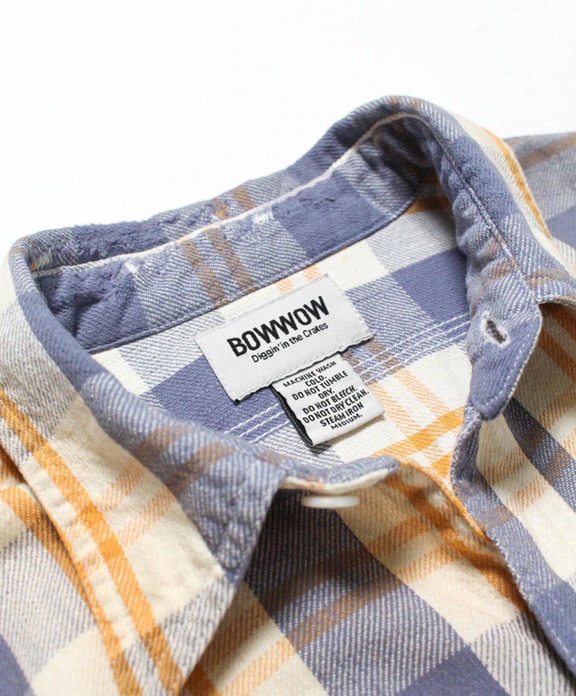 Unique Pocket Checked Flannel Shirt Aged Yellow×Blue/イエロー×ブルー L(MEN)