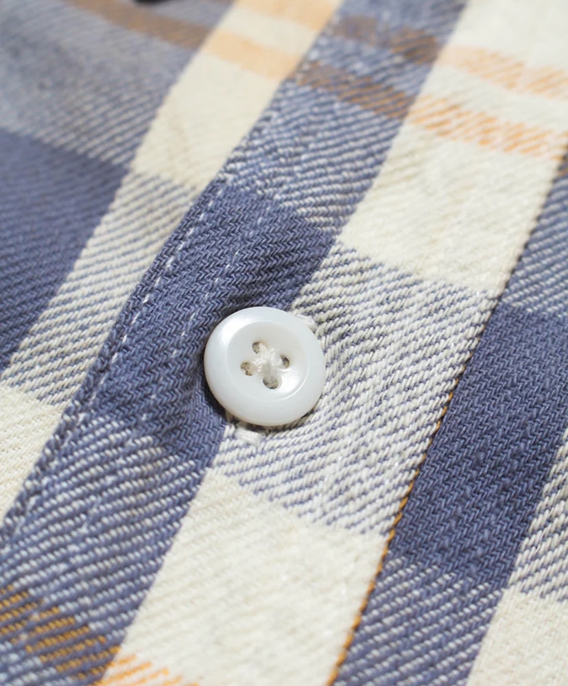 Unique Pocket Checked Flannel Shirt Aged Yellow×Blue/イエロー×ブルー L(MEN)