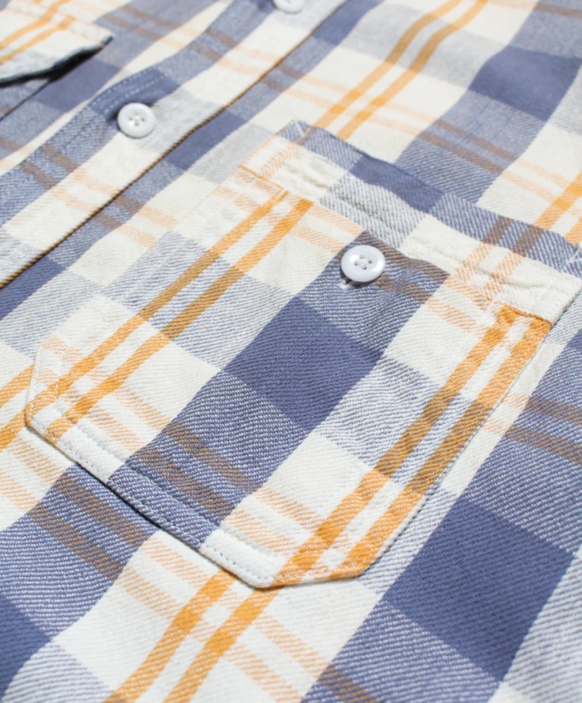 Unique Pocket Checked Flannel Shirt Aged Yellow×Blue/イエロー×ブルー L(MEN)