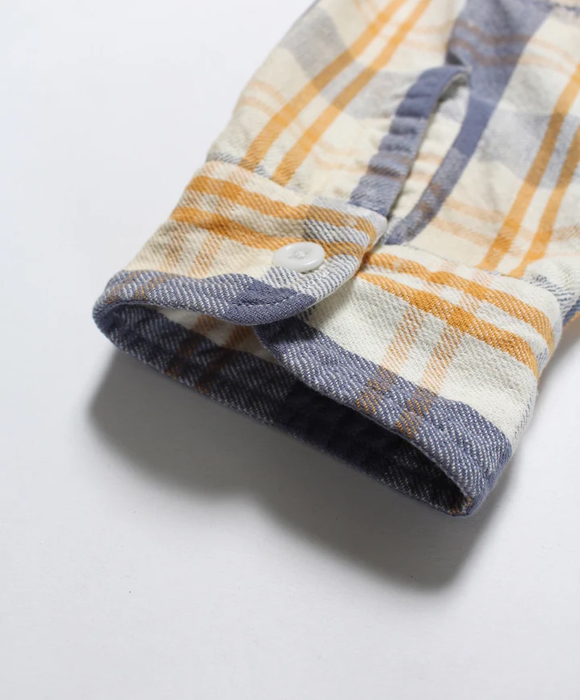 Unique Pocket Checked Flannel Shirt Aged Yellow×Blue/イエロー×ブルー L(MEN)