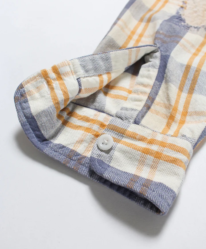 Unique Pocket Checked Flannel Shirt Aged Yellow×Blue/イエロー×ブルー L(MEN)