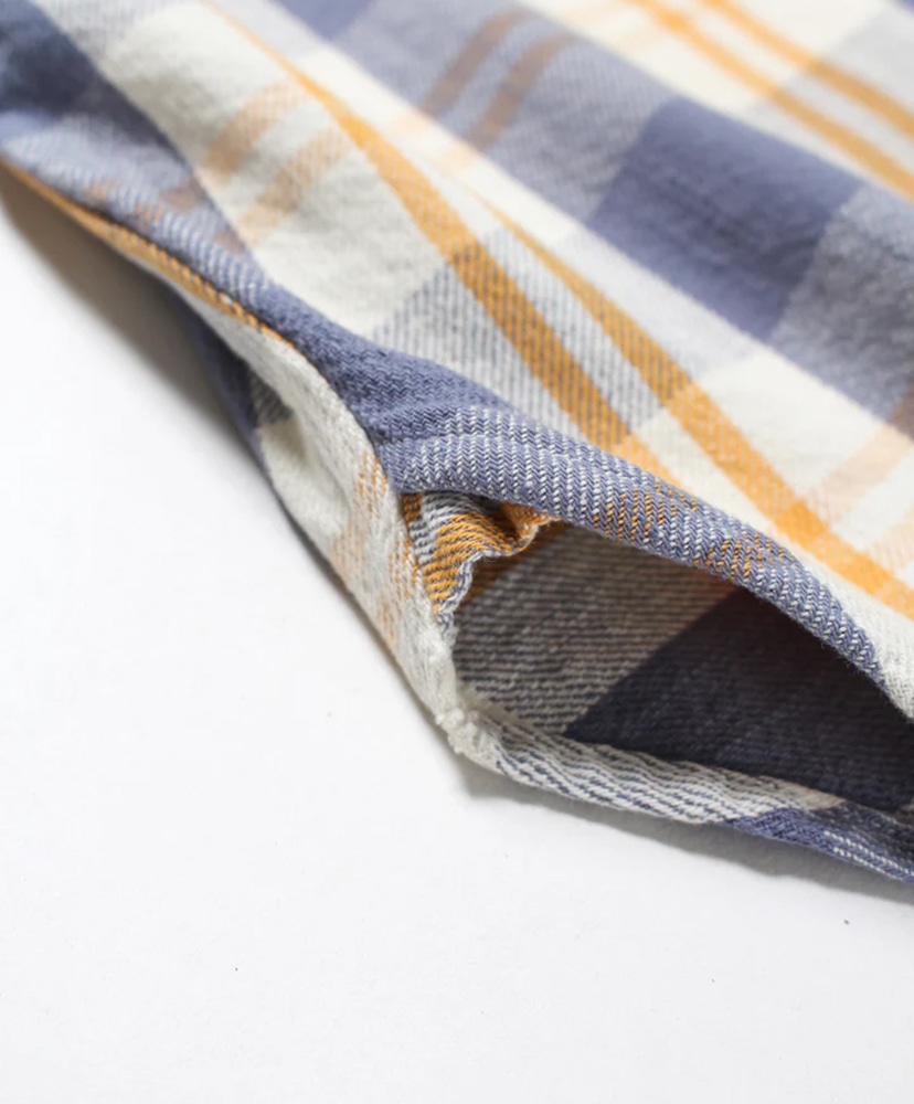 Unique Pocket Checked Flannel Shirt Aged Yellow×Blue/イエロー×ブルー L(MEN)