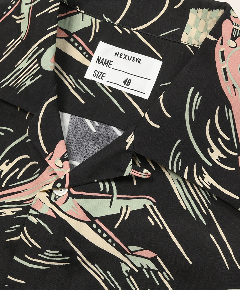 Hawaiian Shirt Transportation Black/ブラック L(MEN)