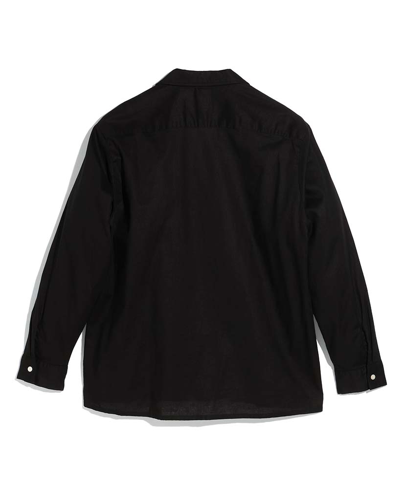 Cotton Linen Open Collar Shirt Black/ブラック 3(MEN)