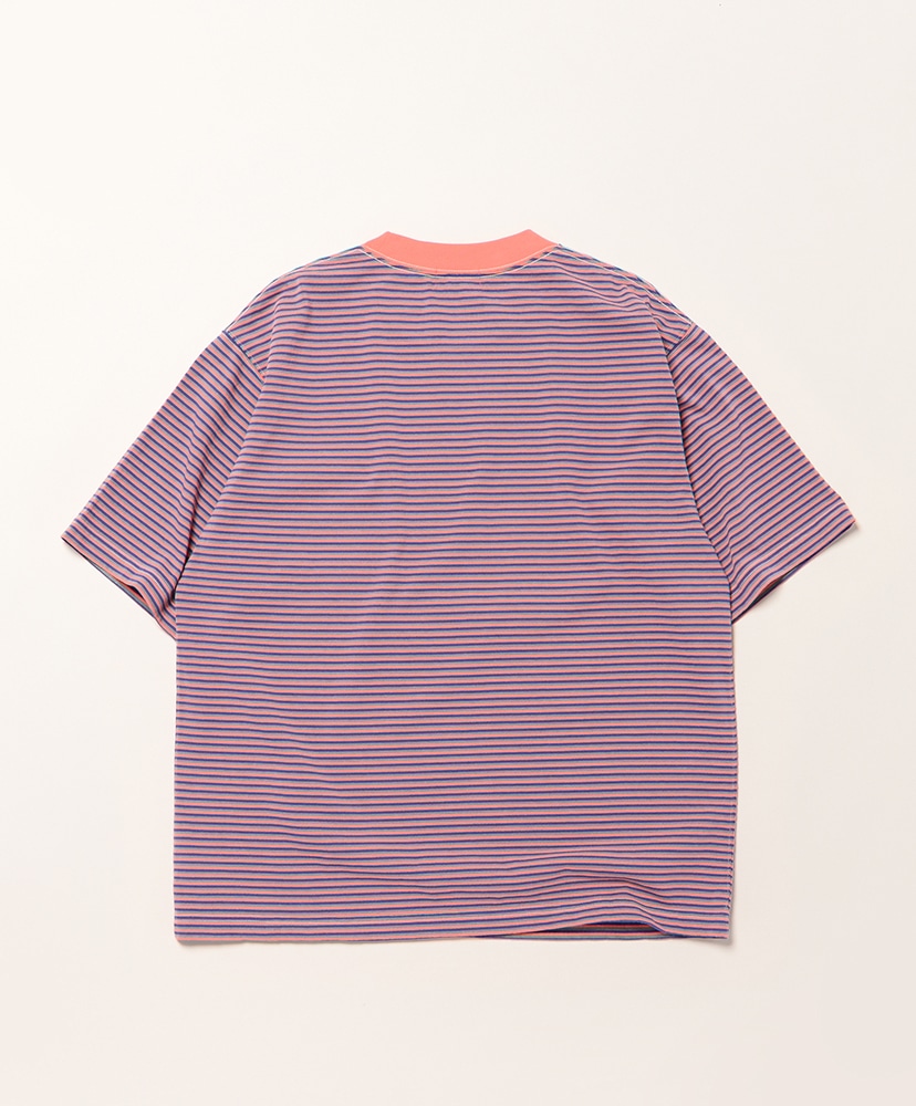 Union Short-Sleeve Striped Tee Coral×Dusty Mint/コーラル×ダスティーミント L(MEN)