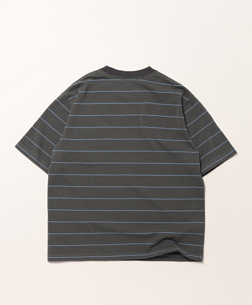 Union Short-Sleeve Striped Tee Charcoal×Periwinkle/チャコール×ペリウィンクル L(MEN)