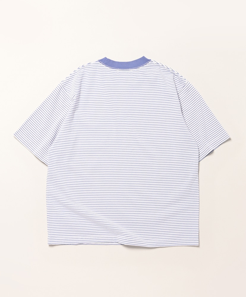 Union Short-Sleeve Striped Tee Sax×Rose/サックス×ローズ L(MEN)