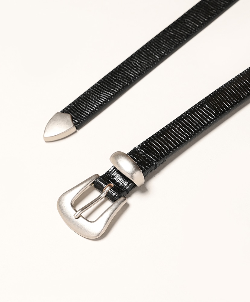 Narrow Western Belt - Lizard Black/ブラック F