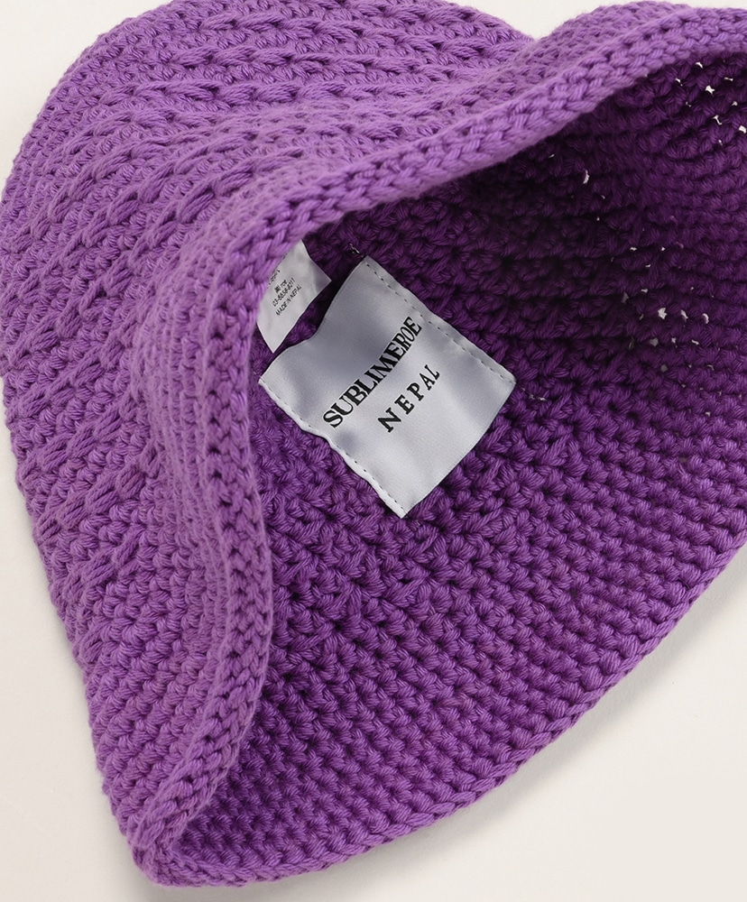 Hand Knitcroche Hat Purple/パープル ONE