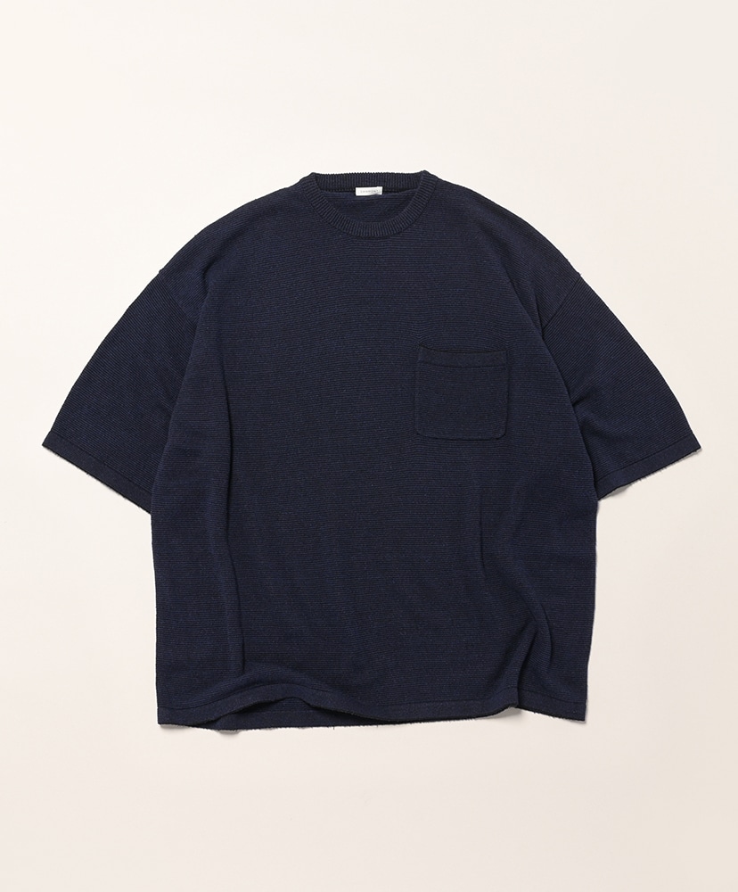シルクニット半袖クルーネック Navy/ネイビー 1(MEN)