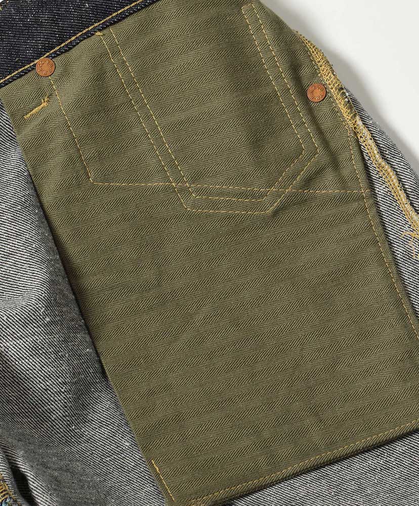 Recycled Waste Suvin Cotton Yarn 11.5oz. Denim 5Pocket Wide Pants WWⅡ Model N.Navy/N.ネイビー L(MEN)