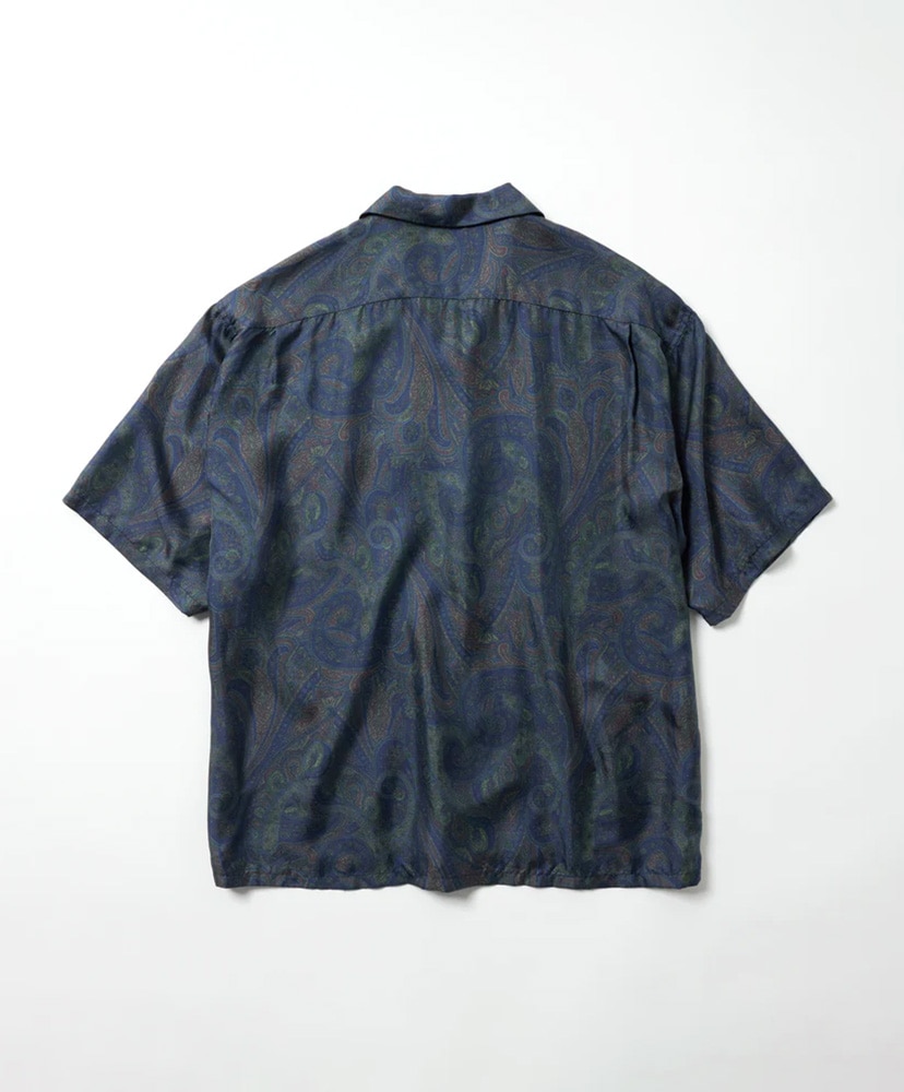 Paisley Pattern Silk Twill Open Shirt Navy/ネイビー M(MEN)