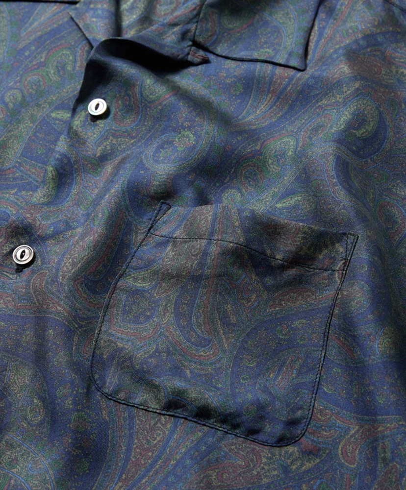 Paisley Pattern Silk Twill Open Shirt Navy/ネイビー M(MEN)