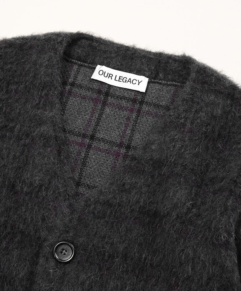 Cardigan - Fuzzed Plum Check Hairy Wool Fuzzed Plum Check Hairy Wool/ファズドプラムチェックヘアリーウール 44(MEN)