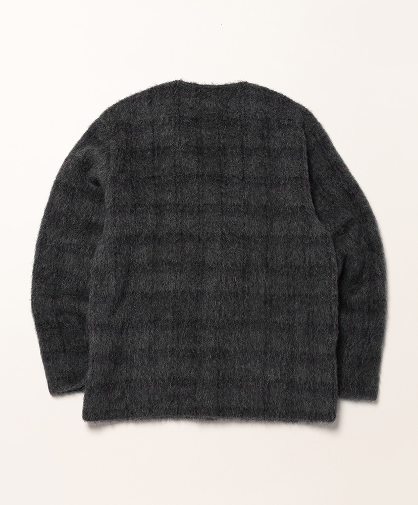 Cardigan - Fuzzed Plum Check Hairy Wool Fuzzed Plum Check Hairy Wool/ファズドプラムチェックヘアリーウール 44(MEN)