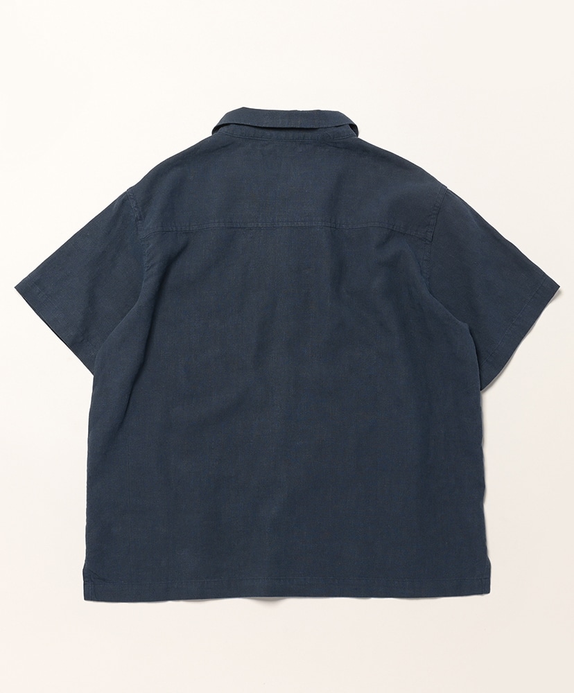 Linen Open Collar Shirt Navy/ネイビー 1(MEN)