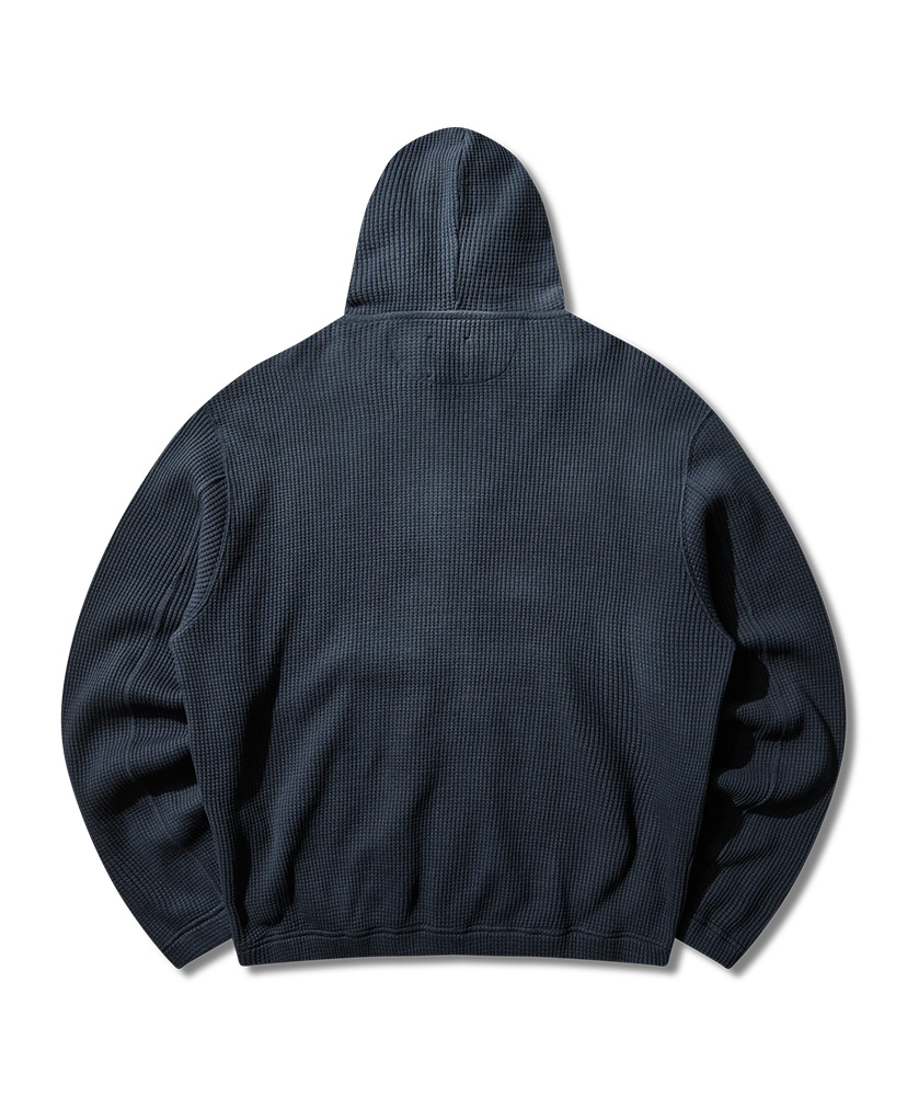 Bee Sun Faded Organic Waffle Zip Up Hoodie Navy/ネイビー L(MEN)