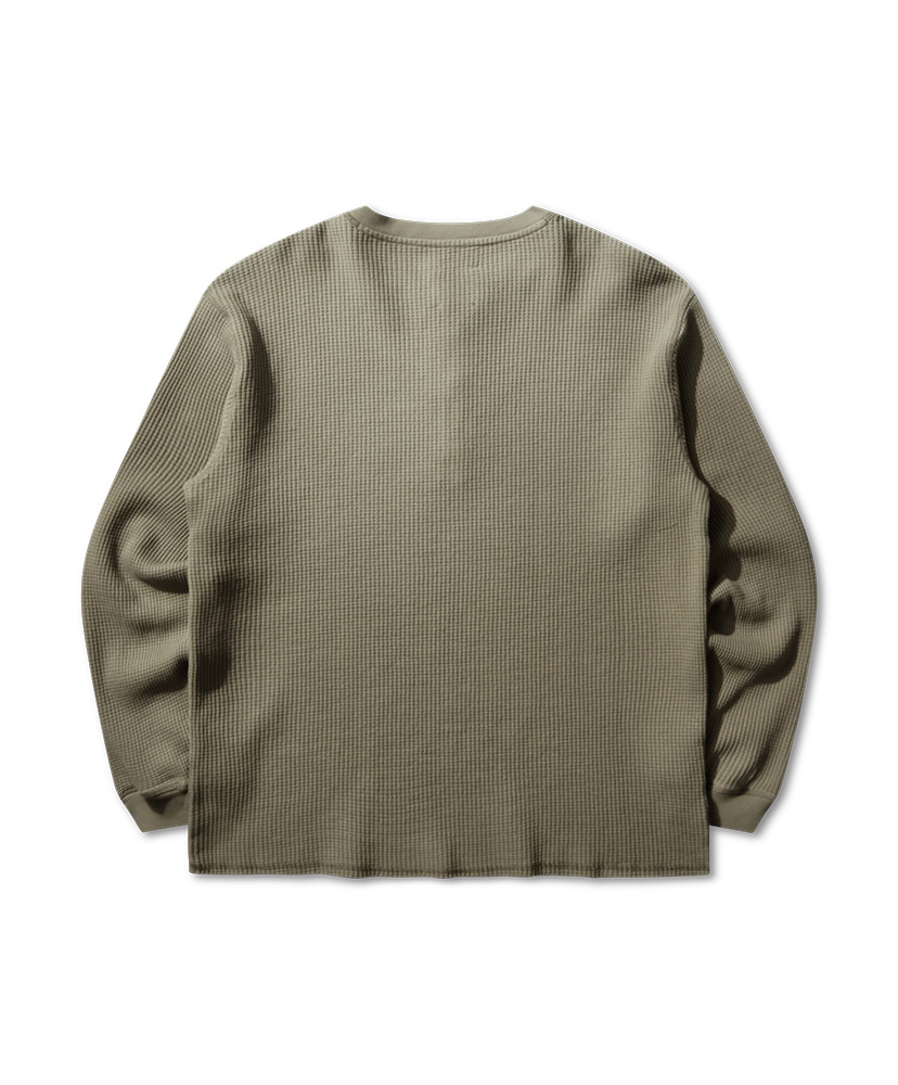 Bee Sun Faded Organic Waffle Serafino Long Sleeve Grey Green/グレーグリーン L(MEN)