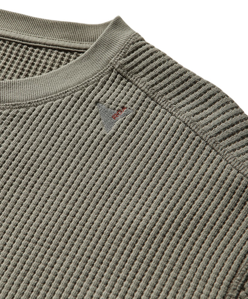 Bee Sun Faded Organic Waffle Serafino Long Sleeve Grey Green/グレーグリーン L(MEN)