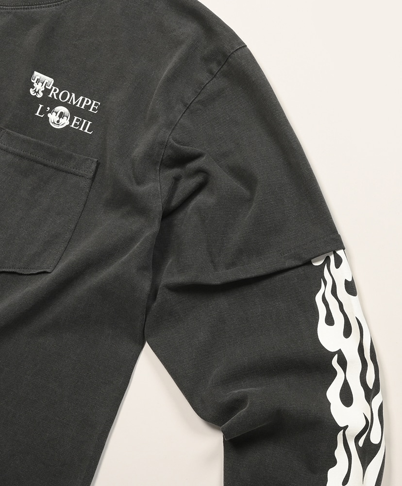 TROMPE L'OEIL #01 LS Tee Black/ブラック L(MEN)