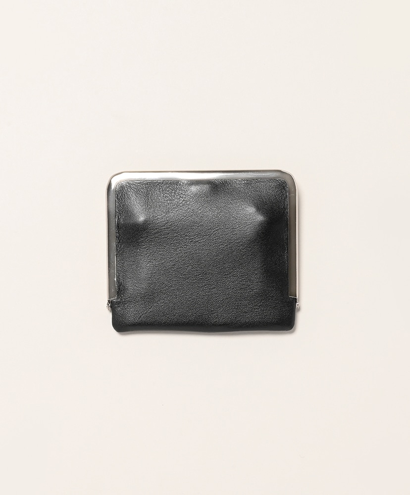 Framed Leather Half Wallet Black×Silver/ブラック×シルバー FREE