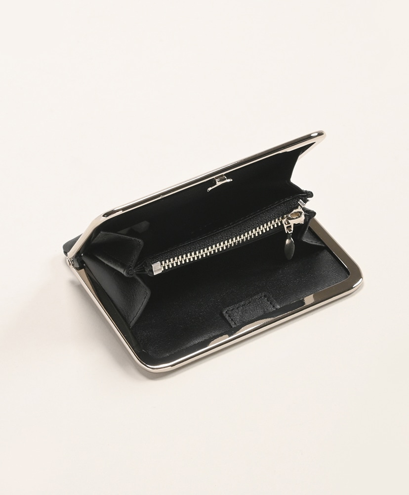 Framed Leather Half Wallet Black×Silver/ブラック×シルバー FREE