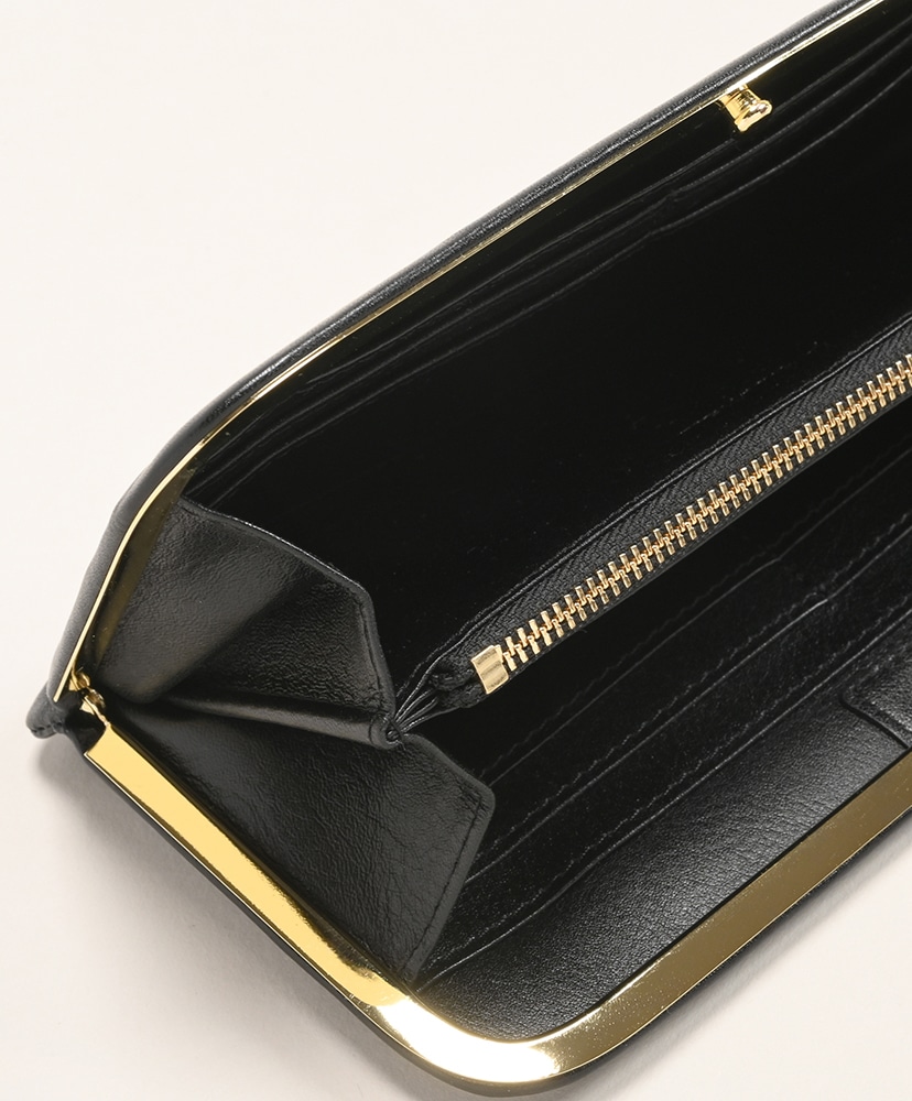Framed Leather Long Wallet Black×Gold/ブラック×ゴールド FREE