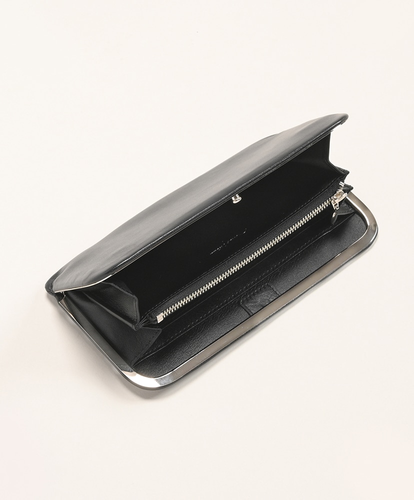 Framed Leather Long Wallet Black×Silver/ブラック×シルバー FREE