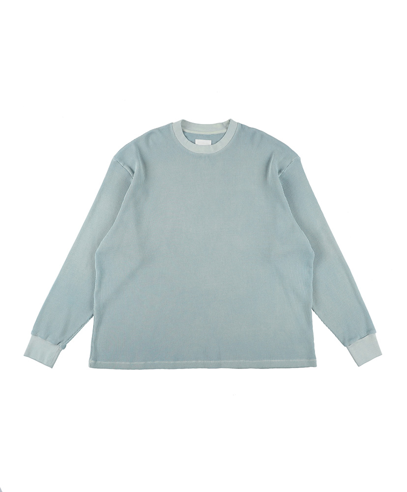 18G Garment Dye Waffle Blue Grey Pigment/ブルーグレーピグメント L(MEN)