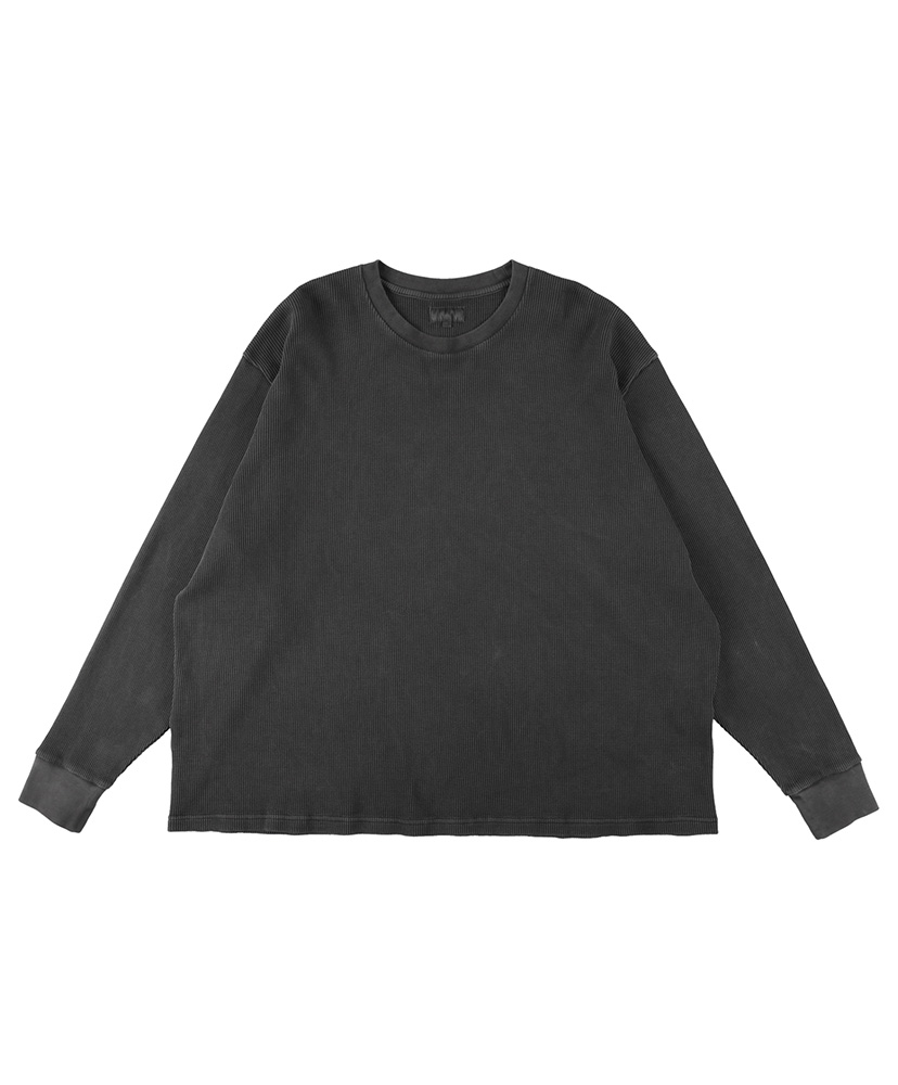 18G Garment Dye Waffle Charcoal Pigment/チャコールピグメント L(MEN)