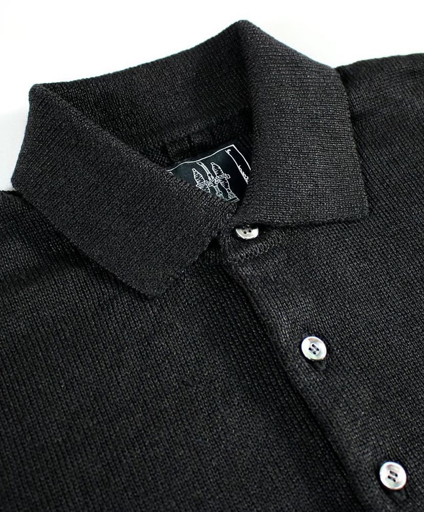 リネンニットポロ ブラック L(MEN)
