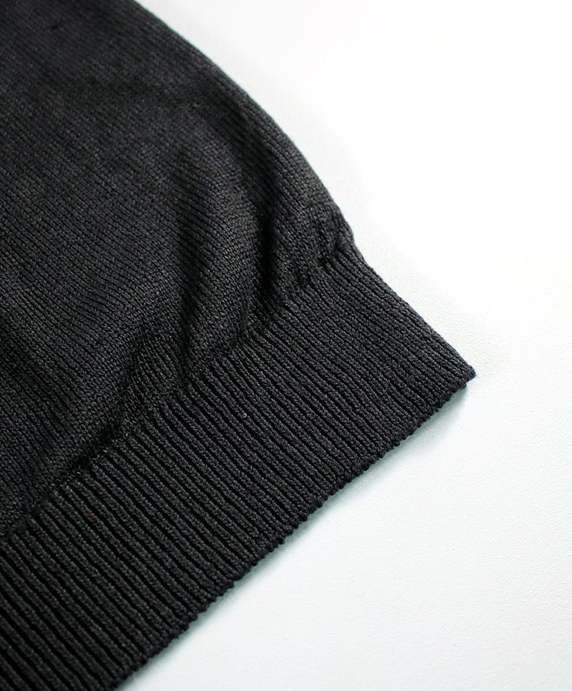 リネンニットポロ ブラック L(MEN)