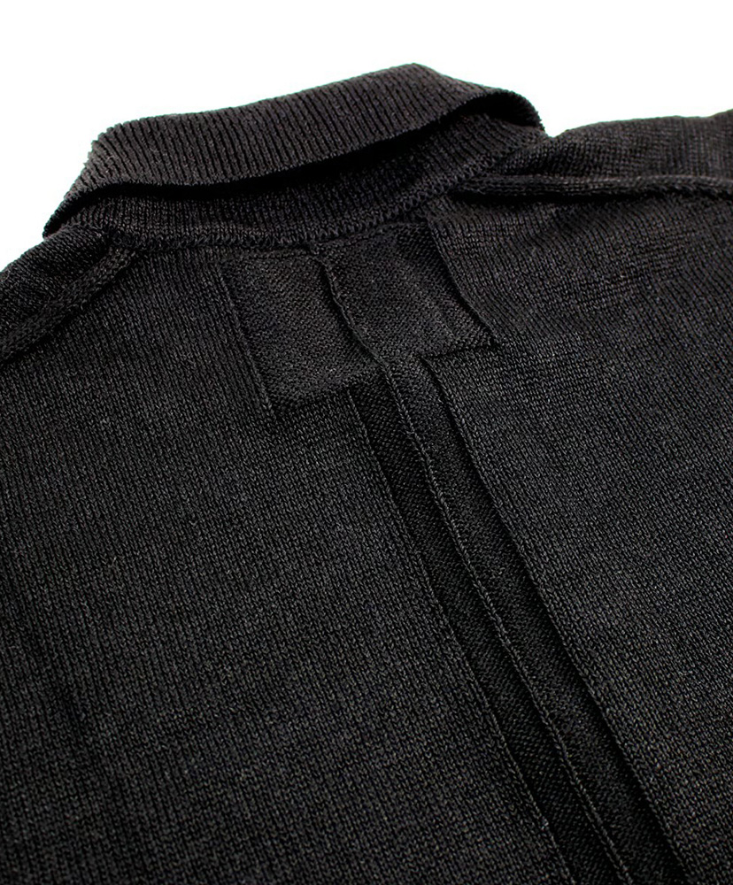 リネンニットポロ ブラック L(MEN)