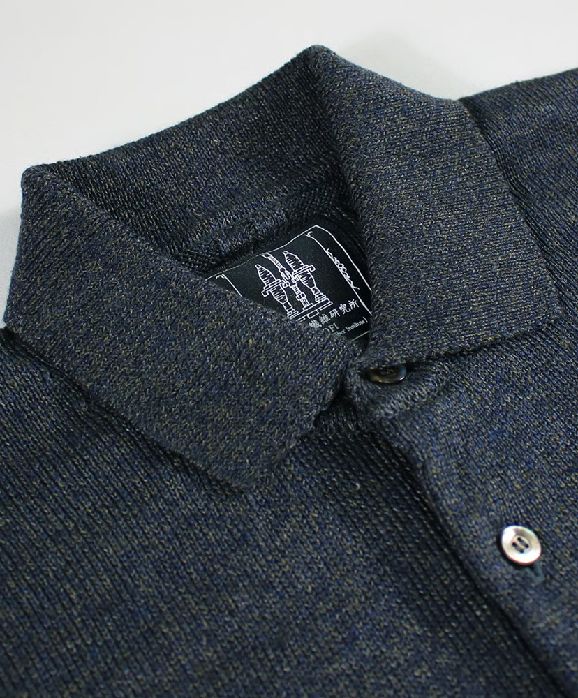 リネンニットポロ デニム L(MEN)
