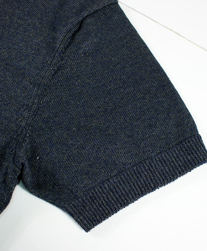 リネンニットポロ デニム L(MEN)