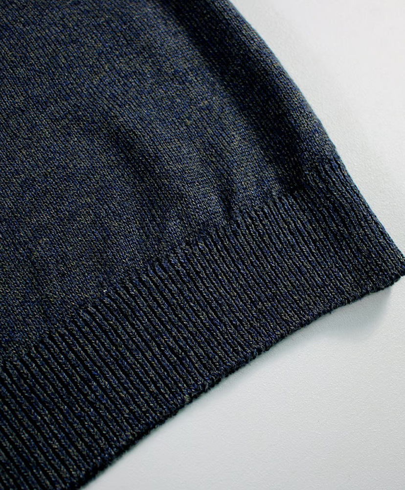 リネンニットポロ デニム L(MEN)